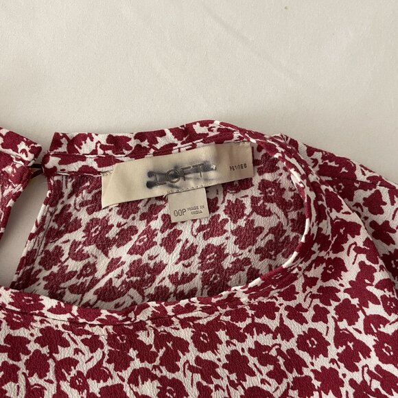 Loft Women's Floral Flounce Swing Short Sleeve Mini Dress Red Size 00P - Picture 3 of 5